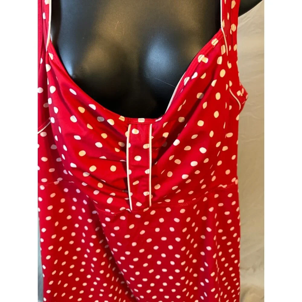 Roamans Swimdress Swimsuit Red Polka Dot Pinup Retro Women’s Plus Size 26W 4X - Picture 2 of 4